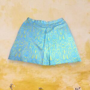 Greg Norman Perfect Fit Turquoise & Green Damask Tennis Golf Skort Size 12